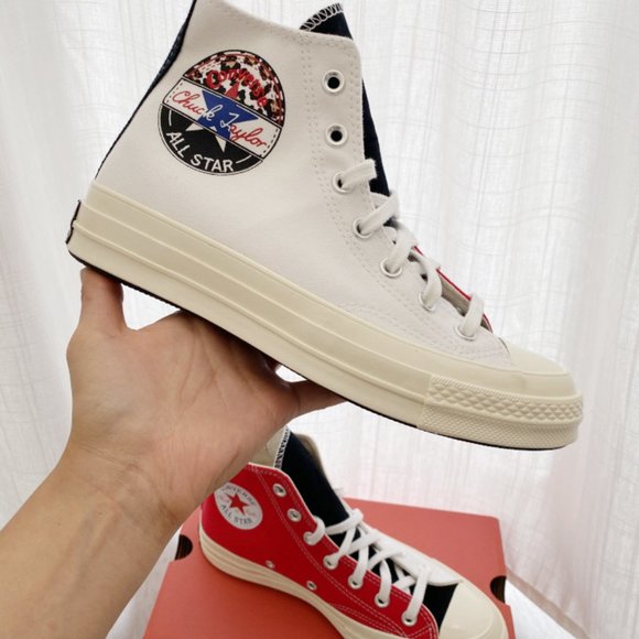 Converse Red and White High-Top Sneakers - Picture 3 of 7